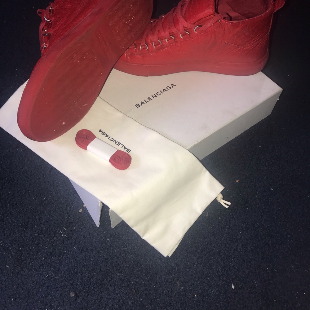 Balenciagas “shiny red” size 10
